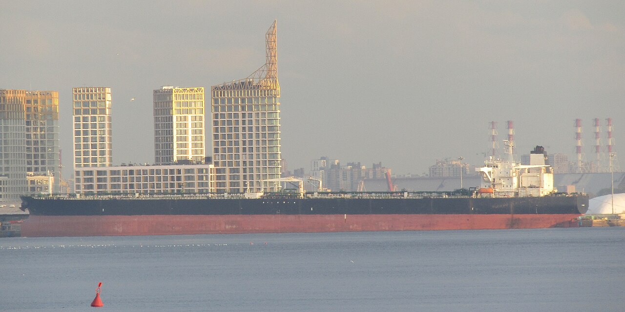 Oil tanker Koala (IMO 9234642) docked at the Passenger Port of Saint Petersburg.